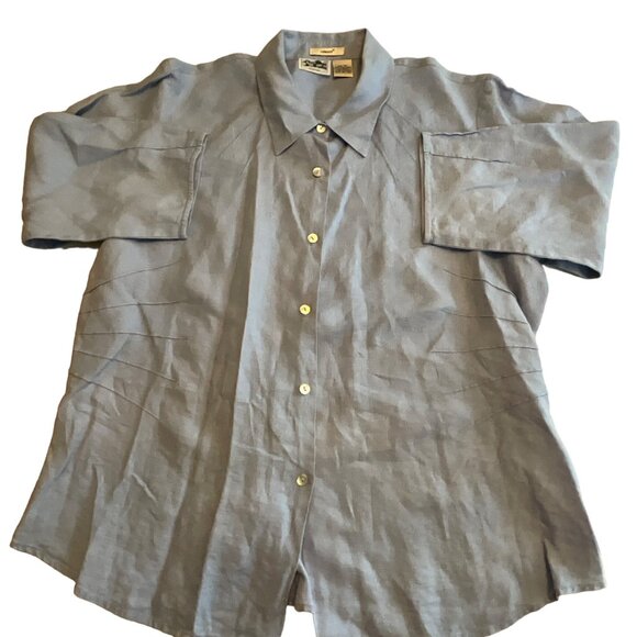 Edward Light Blue Irish Linen Button-Up‎ 3/4 Sleeeve Shirt XL - Picture 1 of 6